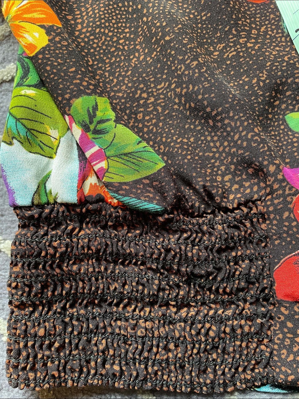 Vintage Carole Little Tropical Floral Wrap Top Pull On Cropped Pants Size Medium - Picture 11 of 15